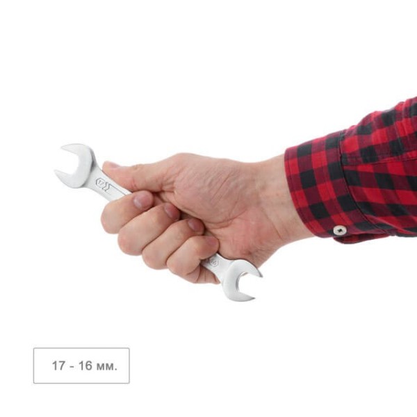 Ключ ріжковий 16х17 мм Cr-V, покриття сатин-хром, DIN3110 STORM INTERTOOL XT-1116