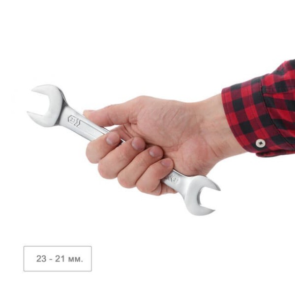 Ключ ріжковий 21х23 мм CrV, покриття сатин-хром, DIN3110 STORM INTERTOOL XT-1121