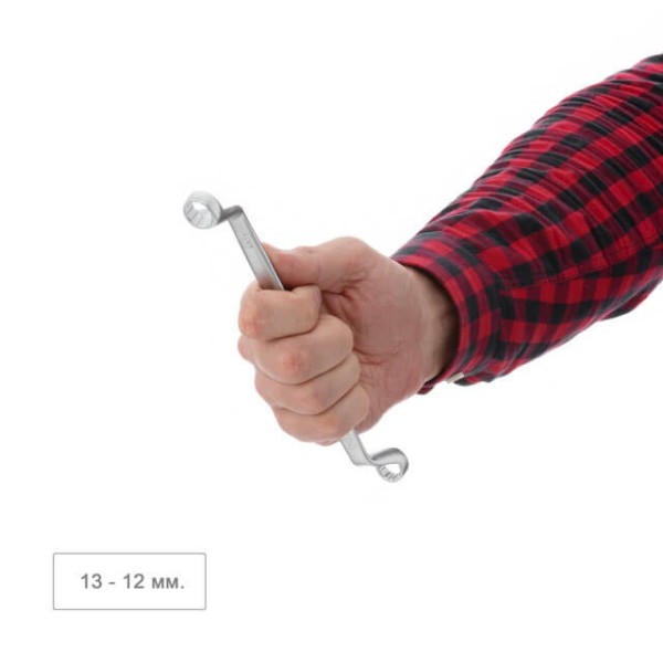 Ключ накидний 12х13 мм, CrV, покриття сатин-хром, PROF DIN3113 INTERTOOL XT-1212