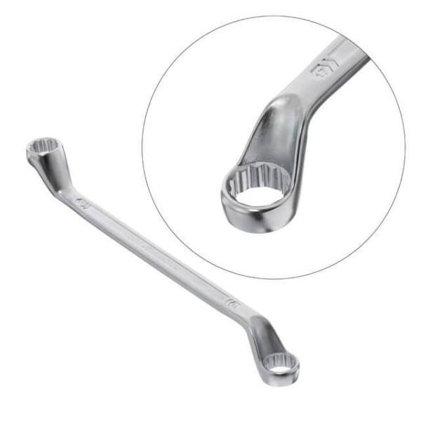 Ключ накидний 16х17 мм CrV, покриття сатин-хром, PROF DIN3113 INTERTOOL XT-1216