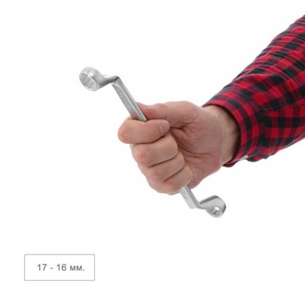 Ключ накидний 16х17 мм CrV, покриття сатин-хром, PROF DIN3113 INTERTOOL XT-1216