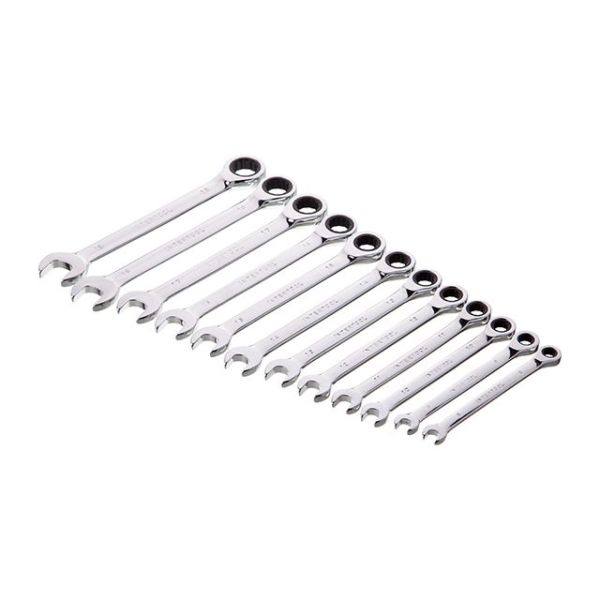 Набір ключів комбінованих з храповим механізмом 12 од., 8-19 мм, Cr-V; PROF DIN3113 INTERTOOL XT-1305