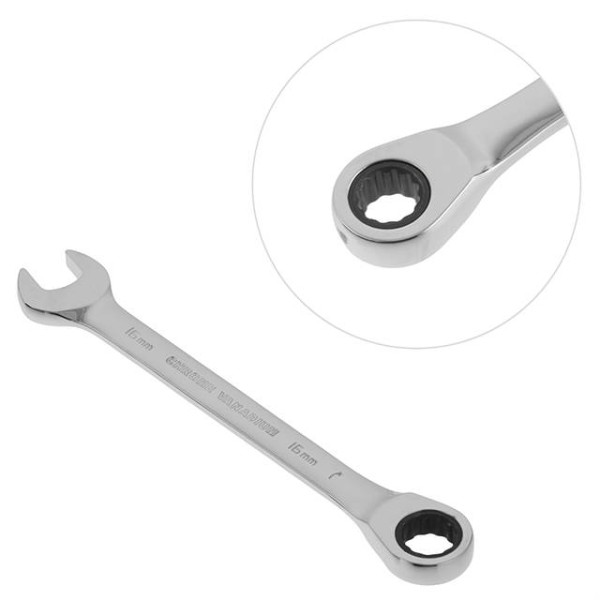 Ключ комбінований з тріскачкою 16 мм Cr-V; PROF DIN3113 INTERTOOL XT-1356