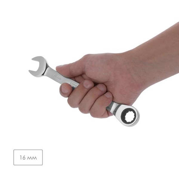 Ключ комбінований з тріскачкою 16 мм Cr-V; PROF DIN3113 INTERTOOL XT-1356