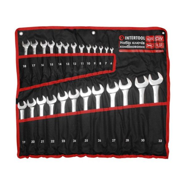 Набір комбінованих ключів 26 од., 6-32 мм, PROF, чохол INTERTOOL XT-1526