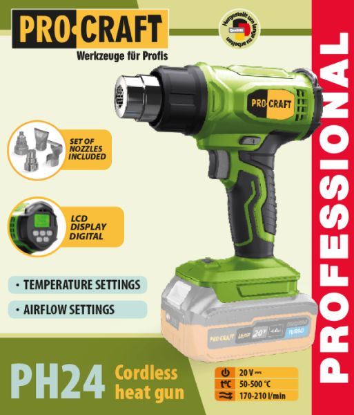 Акумуляторний фен промисловий Procraft PH24 (без акб та зп)