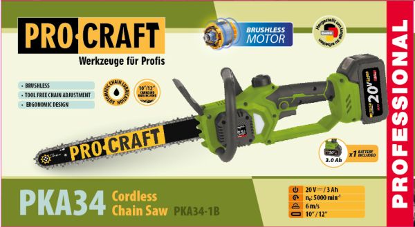 Акумуляторна пила Procraft PKA34 (1 акб та зп)