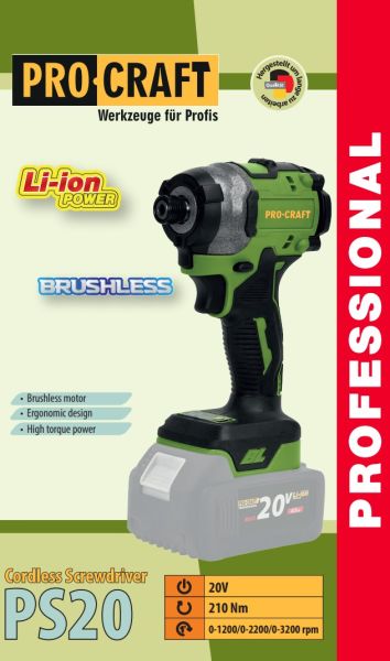 Акумуляторний гвинтоверт Procraft PS20 (Без АКБ та ЗП)