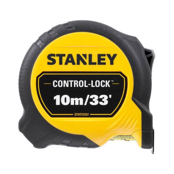 Рулетка вимірювальна CONTROL-LOCK довжиною 10 м/33, шириною 25 мм, в обгумованому корпусі, з подвійною шкалою STANLEY STHT37237-5