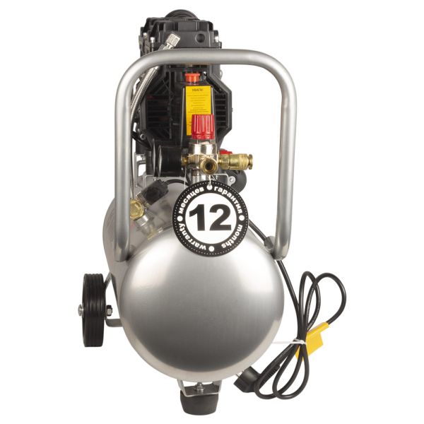 Компресор двоциліндровий безмасляний 1.1кВт 1400об/хв 160л/хв 8бар 58дБ 24л SIGMA (7042521)