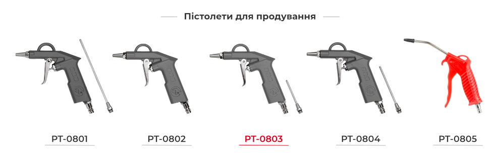 Лінійка пістолетів для продування