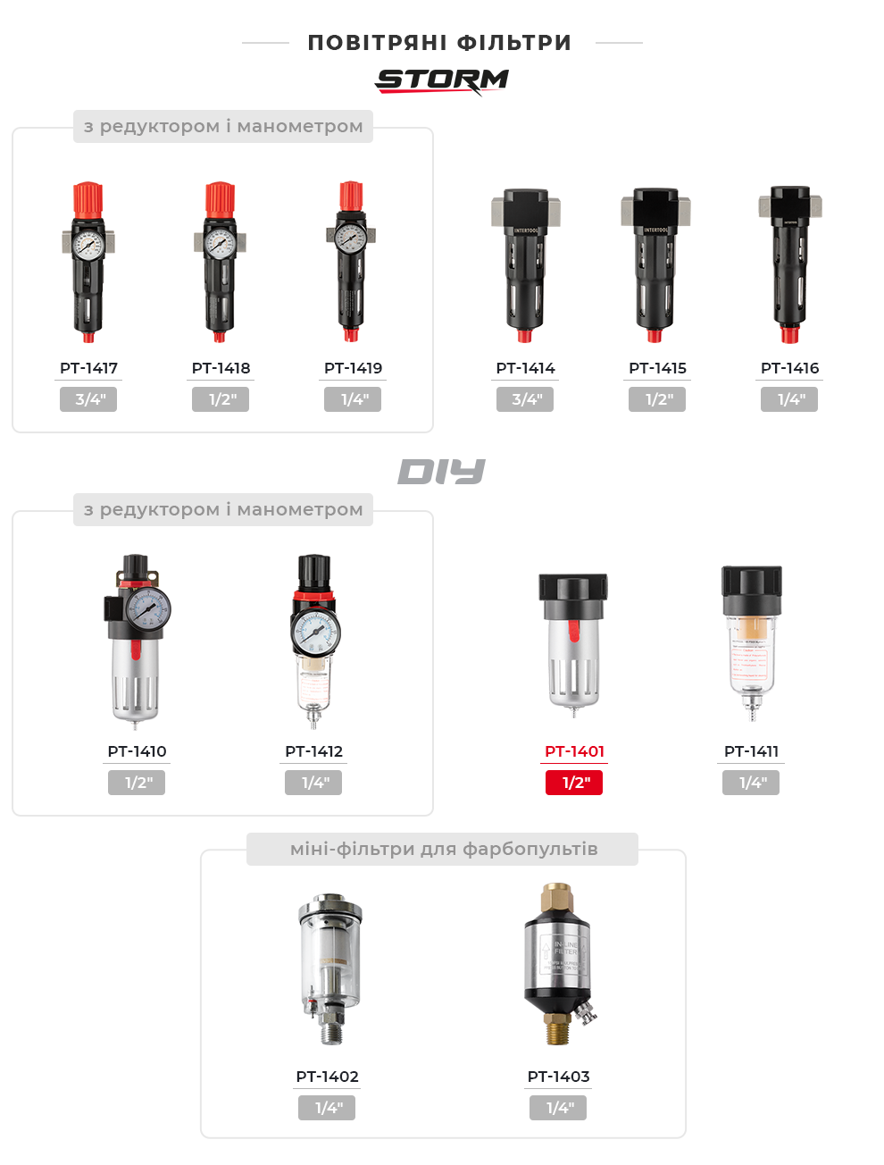 Лінійка фільтрів пневмо