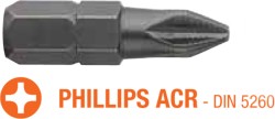 Насадка викруткова USH Industry : Phillips ACR PH2 x 25 мм (з зубцями) Уп. 5 шт.