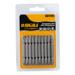 Набір біт двосторонніх PН1-PН2×65мм 1/4" 10шт S2 (блістер) SIGMA (4011101)