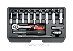 Набір головок торцевих YATO : CrV, квадрат 1/4