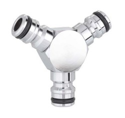 Адаптер трьохсторонній для конектора поливального шлангу, метал