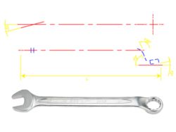 Ключ ріжково-накидний з вигином 45 градусів 9 мм