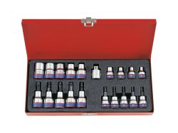 Набір Torx з отвором і головки зірочки 20 одиниць 3/8" і 1/2" (T10-T55, E6-E20)