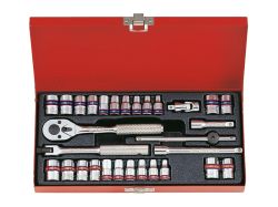 Набір головок 1/4" 30 одиниць 12-гран. з трищіткою, карданом, воротком, подовжувачем