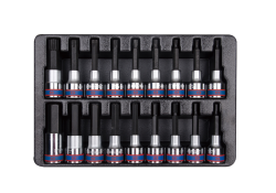 Набір TORX 1/2" Т20-Т60 та торцевих біт  1/2", 4-17 мм, 18 одиниць