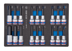 Набір торцевих головок 1/2", TORX, HEX, L = 80 мм, ложемент, 18 предметів