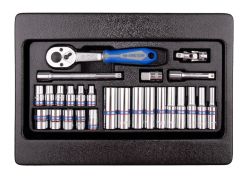 Набір торцевих головок 1/4" з принаддям, ложемент, 26 одиниць