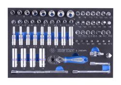 Набір торцевих головок 1/4" з приладдям, ложемент, 65 одиниць