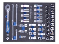 Набір головок торцевих 3/8" з принаддям (подовжувач, перехідник, трищітка)
