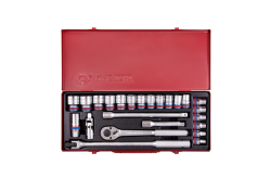 Набір торцевих головок з приладдям 1/2", 6-гранні, 5/16"-1 1/4", 24 предмета