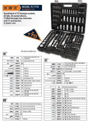 Набір головок для гайкових ключів з ручками 903E/C170 1/4-3/8-1/2 -170 одиниць