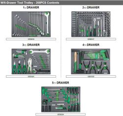 Візок з інструментом пересувна TOPTUL 6 секцій 208 од. GE-20820