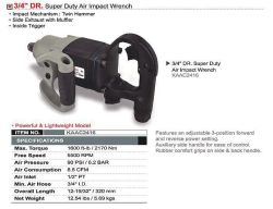Пневмогайковерт вантажний TOPTUL 3/4" 2170N/m 5500 об/хв KAAC2416