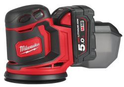 Машина шліфувальна ексцентрикова акумуляторна MILWAUKEE, M18 BOS125-502B, діаметр 125мм (+зар.пр., 2ак.Х5Аг, сумка)