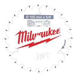 Диск пиляльний PFTE THIN KERF MILWAUKEE, O165х5/8"х1,6мм, 24 зуб.