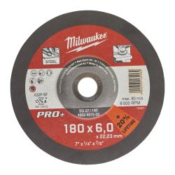 Диск зачисний по металу MILWAUKEE, SG 27/180х6 PRO+, Ø180мм