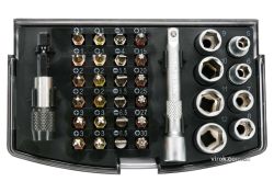 Набір насадок викруткових 1/4" і торц. головок з квадр.- 1/4" YATO з тримачем і подовж, 34 шт. [20]