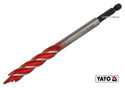 Свердло по дереву YATO : Ø= 12 мм, L= 165 мм, HRC 40-45 з 4 пругами, HEX- 1/4