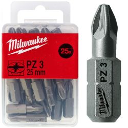 Біта MILWAUKEE, PZ3, 25мм, (25шт), пластикова коробка