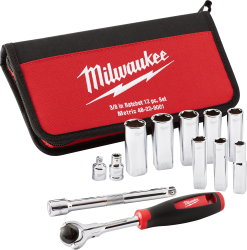 Набір головок метричних 3/8" MILWAUKEE з храповиком, (12шт), в сумці