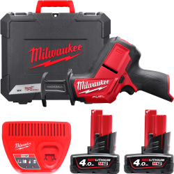 Пила шабельна акумуляторна MILWAUKEE, M12 CHZ-402C (+ заряд.пристрій, 2 акум.Х 4Аг, кейс)