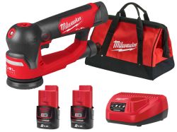 Шліфувальна ексцентрикова машина 75 мм M12 FSDR75-202B MILWAUKEE (+ заряд.пристрій, 2 акум., сумка для інструментів)