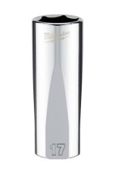 Головка торцева хромована ⅜″ 6гр. MILWAUKEE, подовжена, 17мм