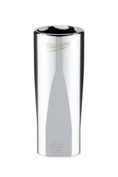 Головка торцева хромована ⅜″ 6гр. MILWAUKEE, подовжена, 19мм