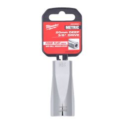 Головка торцева хромована ⅜″ 6гр. MILWAUKEE, подовжена, 20мм