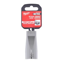 Головка торцева хромована ⅜″ 6гр. MILWAUKEE, подовжена, 21мм