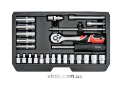 Набір головок торцевих YATO : CrV, квадрат 1/4