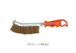 Щітка дротяна ручна VOREL : латунний дріт, пластикова ручка [25/100]