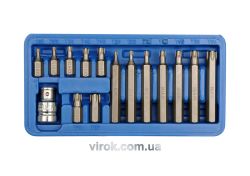 Насадки викруткові VOREL : адаптер квадрат 1/2", "TORX" T20-T55, 30 -75 мм, CrV. Набір 15 шт. [20]