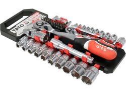 Набір головок торцевих і викрутк. вставок YATO з квадратами 1/4" і 1/2", з 2 тріщатками і обла 51 шт