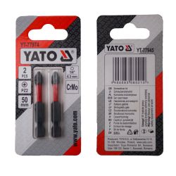 Насадка викруткова YATO PZ2 х 50 мм. HEX 1/4", хром-молібден, 2 шт.